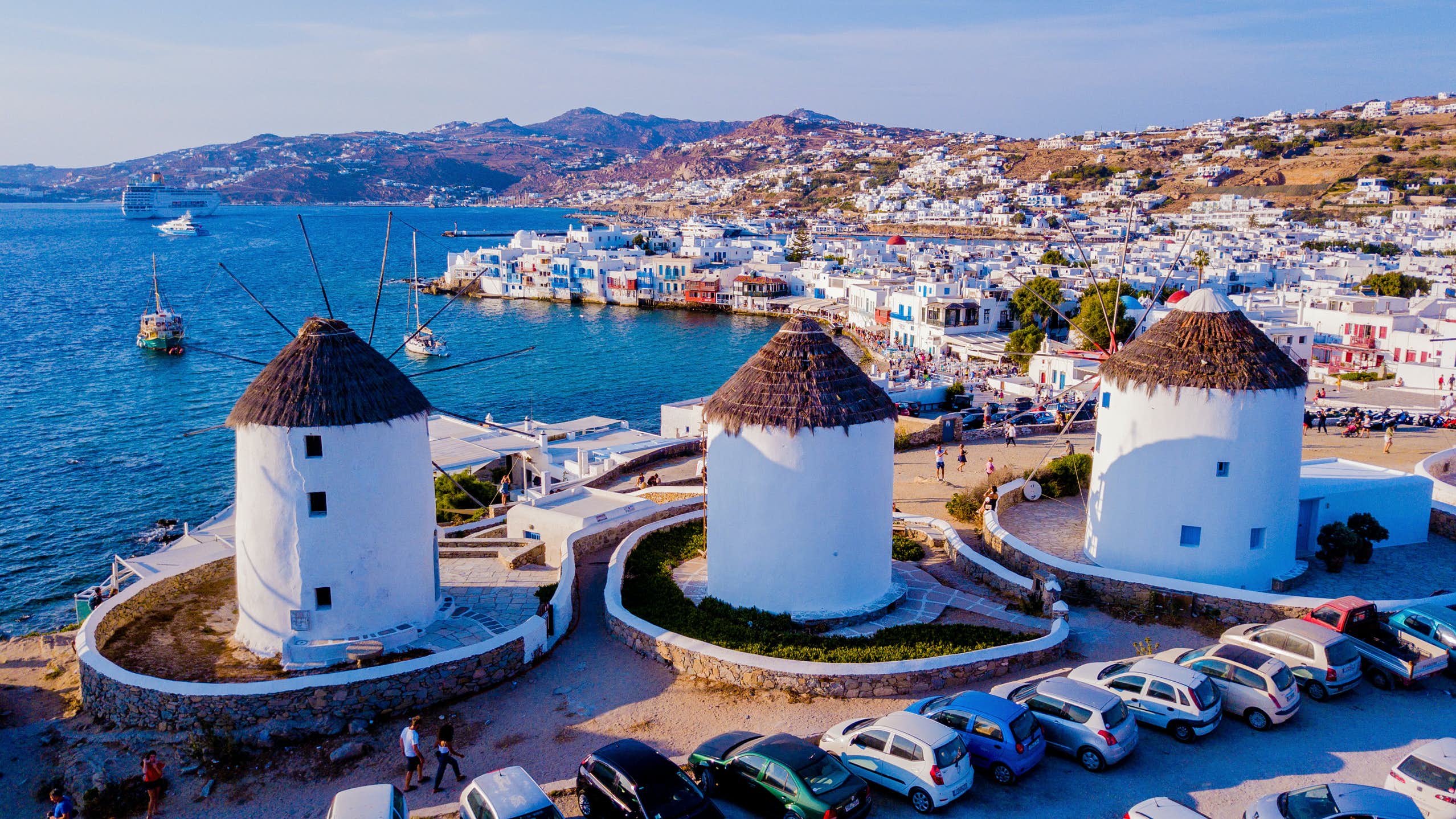 East Mediterranean Yacht Charter - Panoramic view of Mykonos town, Cyclades islands, Greece and sailing charter